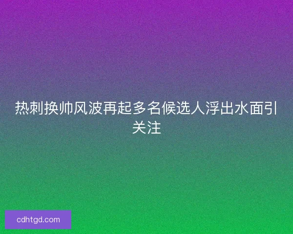 热刺换帅风波再起多名候选人浮出水面引关注